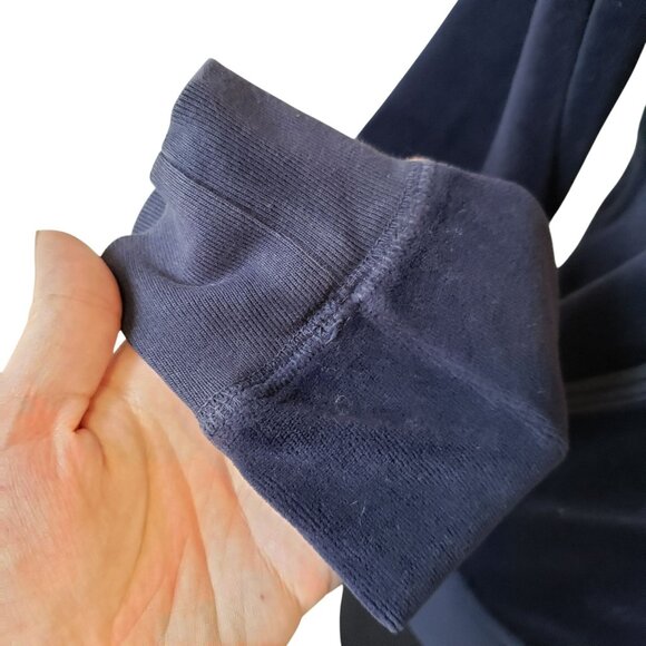 Juicy Couture Navy Blue Velour Track Suit Full Zip Hoodie Sweatshirt Y2K Style - Picture 7 of 10